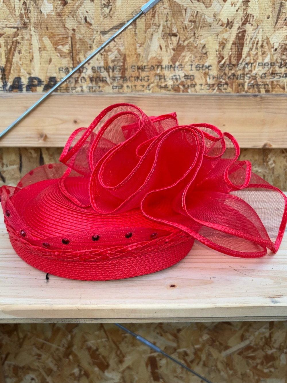 Vintage Red Pillbox Formal Bridal Hat with Mesh Derby Church